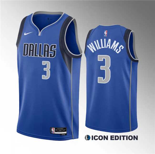 Mens Dallas Mavericks #3 Grant Williams Blue Icon Edition Stitched Basketball Jersey Dzhi->dallas mavericks->NBA Jersey